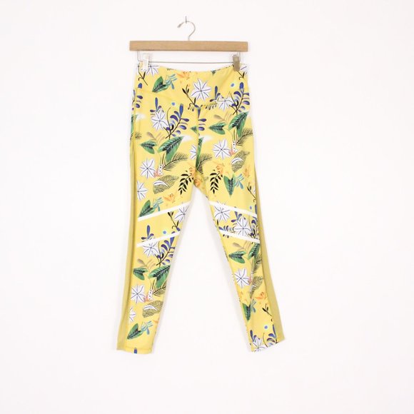 Zyia Active Yellow Multicolor Floral Mesh Panels High Rise Leggings Youth 12 - Picture 3 of 5